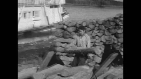 Loading Firewood 1937 Stock Footage 197537464