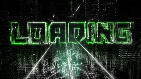 Loading Into Futuristic Digital Database System In Virtual Matrix Reality Stock Footage 231436059
