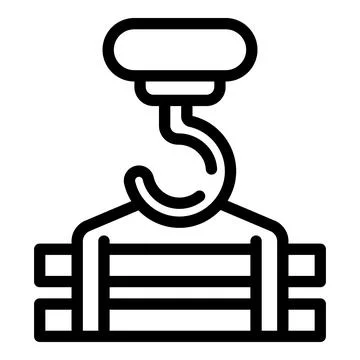 Loading goods crane icon outline vector. Pallet service Stock Illustration