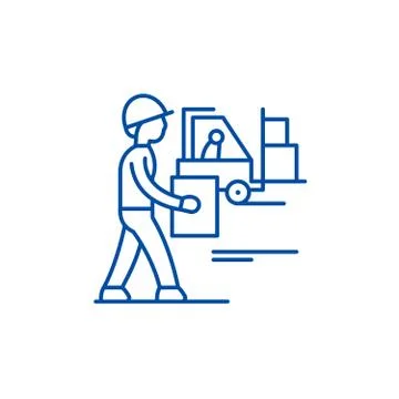 Loading goods line icon concept. Loading goods flat vector symbol, sign, outline Stock Illustration