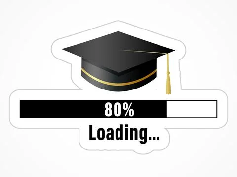 Loading Graduation sticker class of 2024 with black academic cap Stock Illustration