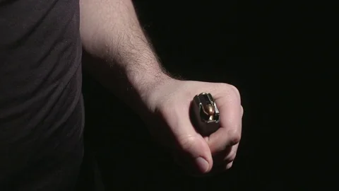 Loading a Gun Magazine with Bullets Stock Footage 73267586