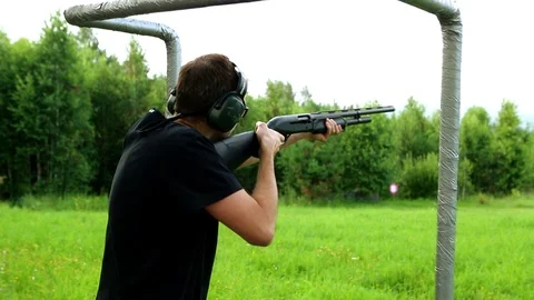Loading a high-speed rifle for close-up shooting Stock Footage 117092095