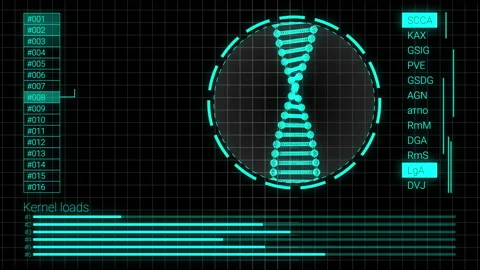 Loading human DNA at computer screen. Rotating digital hologram of DNA Stock Footage 139284380
