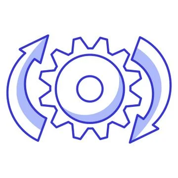 Loading icon gear and shooters.Refresh operation.Flat line art vector outline Stock Illustration