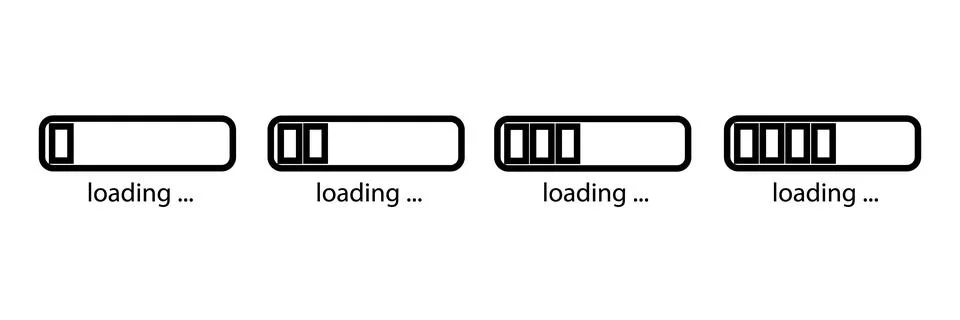 Loading icon icon set in line style. Progress bar simple black style symbol sign Stock Illustration