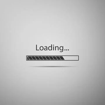 Loading icon isolated on grey background. Progress bar icon. Flat design. Vector Stock Illustration