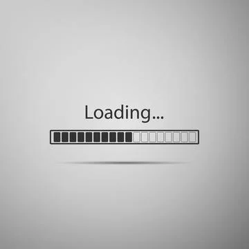 Loading icon isolated on grey background. Progress bar icon. Flat design. Vector Stock Illustration