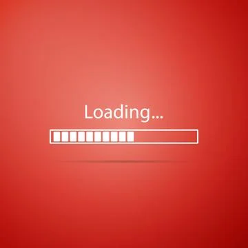 Loading icon isolated on red background. Progress bar icon. Flat design. Vector Stock Illustration