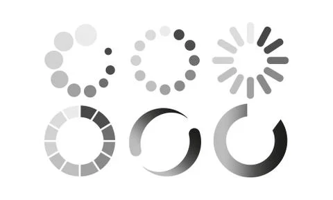 Loading icon set on an isolated white background. EPS 10 vector. Illustrazione stock