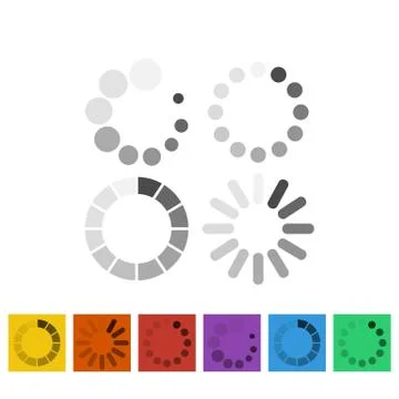 Loading icon set on an isolated white background. EPS 10 vector. Stock Illustration