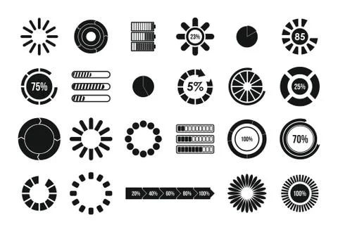 Loading icon set, simple style Stock Illustration