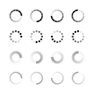 Loading icon set. Simple template of gradually upload or download indicator イラスト素材