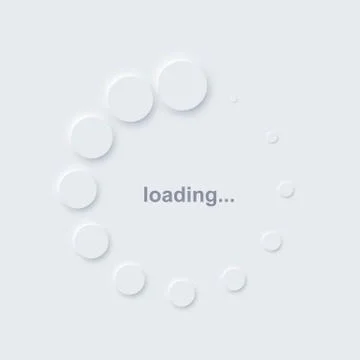 Loading icon symbol on computer. White circles indicating download or upload Stock Illustration