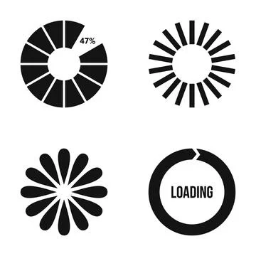 Loading icons collection showing progress and waiting 스톡 일러스트