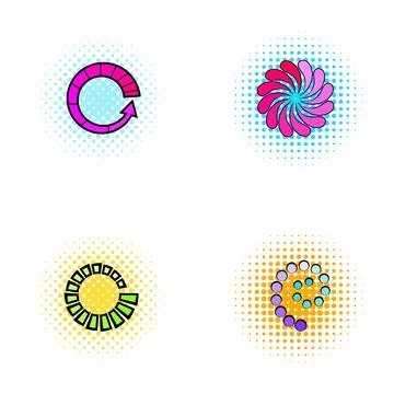 Loading icons pop art style progress indicators Illustrazione stock