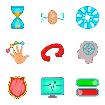 Loading icons set, cartoon style Illustrazione stock
