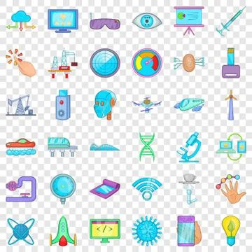 Loading icons set, cartoon style Stock Illustration