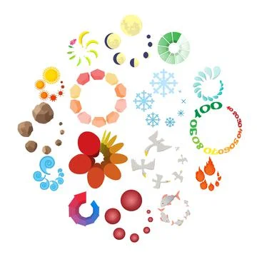 Loading icons set, cartoon style 스톡 일러스트