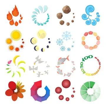 Loading icons set, cartoon style 스톡 일러스트