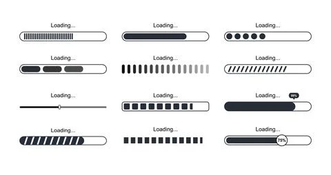 Loading icons set. Upload, download or updating. Circular loaders. Indicator of Stock Illustration