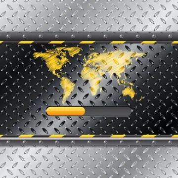 Loading industrial interface with metallic plate and world map Stock Illustration