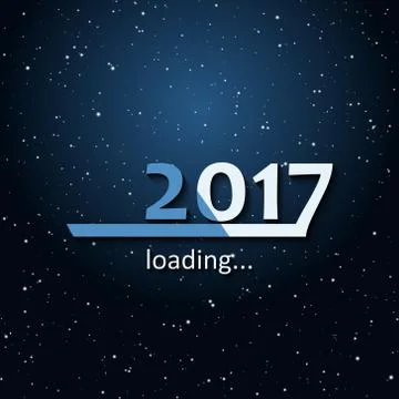Loading inscription 2017 bar - flat design template, blue edition Stock Illustration
