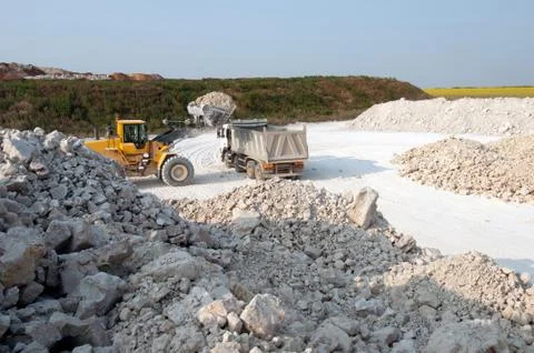 Loading a large lorry building material 스톡 사진