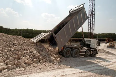 Loading a large lorry building material Stock Photos