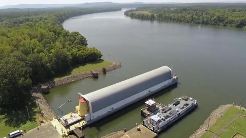 Loading of Launch Vehicle Stage Adapter for Artemis II onto Pegasus Barge, AL Stock Footage 282881492