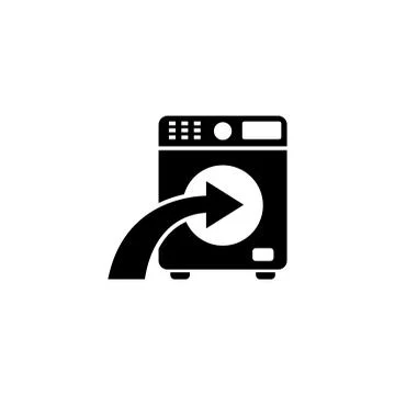 Loading Laundry Washing Machine, Laundromat. Flat Vector Icon illustration. S Stock Illustration