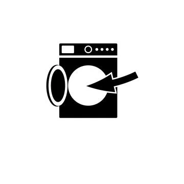 Loading Laundry Washing Machine, Laundromat Solid Flat Vector Icon Isolated o Stock Illustration