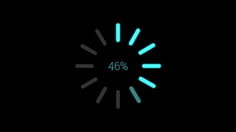 Loading Light Blue Circular Graph Animation Counting 0 to 100 Percentage isolate Stock Footage 128628296