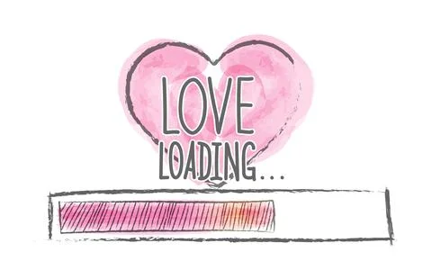 Loading Love. Love load progress indicator. Vector illustration drawn by hand Stock Illustration