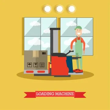 Loading machine concept vector illustration in flat style Stock Illustration
