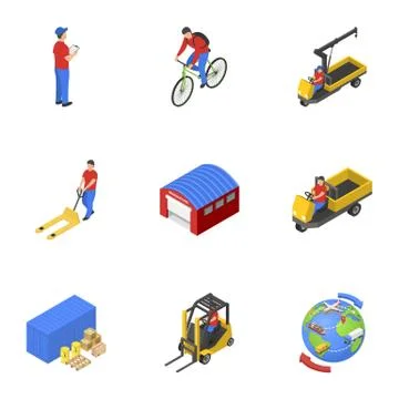 Loading mail icons set, isometric style Ilustración de archivo