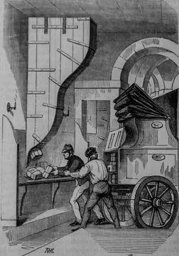 The loading of the mail trunk, painting of paris by edmond texier, publisher  Stockillustratie