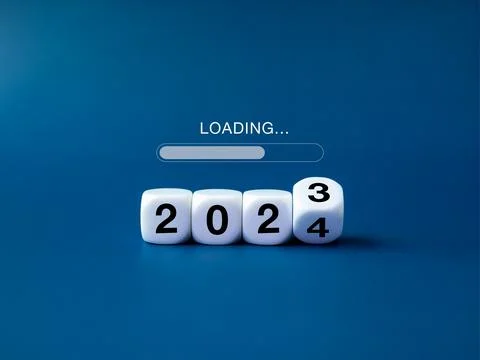 Loading to Merry christmas and begin a happy new year 2024 banner backgroun.. Stock Photos