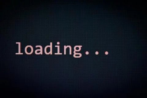 Loading message on display screen black background data progress loading co.. Stock Photos