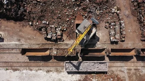 Loading metal waste into a trolley_0362 Stock Footage 231556737