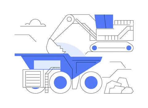 Loading mining truck abstract concept vector illustration. イラスト素材