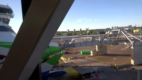 Loading of motor transport on the ferry in Tallinn Stock Footage 94772353
