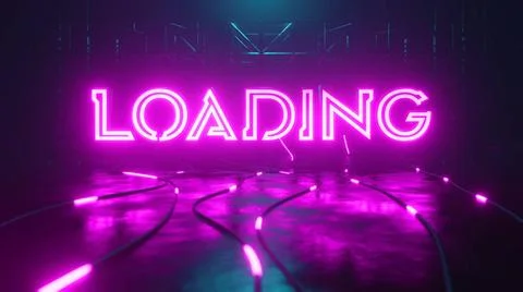 Loading neon sign with glowing cable Loading neon sign with glowing cable,... Stock Photos