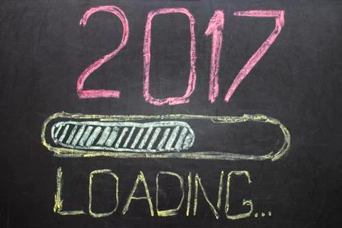 Loading New Year 2017 on Blackboard Stock Photos