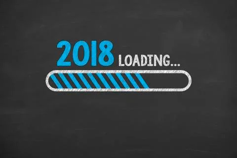 Loading New Year 2018 on Chalkboard Stock Illustration