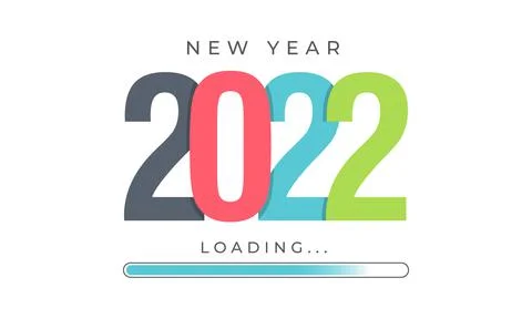 Loading New Year 2022 banner illustration on isolated background Illustrazione stock