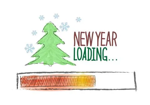 Loading new year. The load progress indicator is new year. Vector illustratio Ilustración de archivo