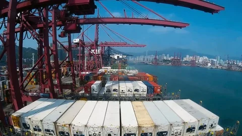 Loading operation in container terminal Stock Footage 87955287