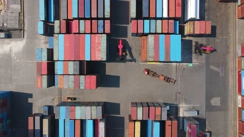 Loading operations at the container term... | Stock Video | Pond5