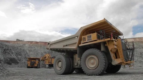 Loading ore. Truck is waiting for loading Stock Footage 74038042